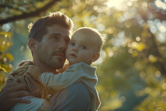 Tată ținând copilul în brațe - avocatfamilie.ro